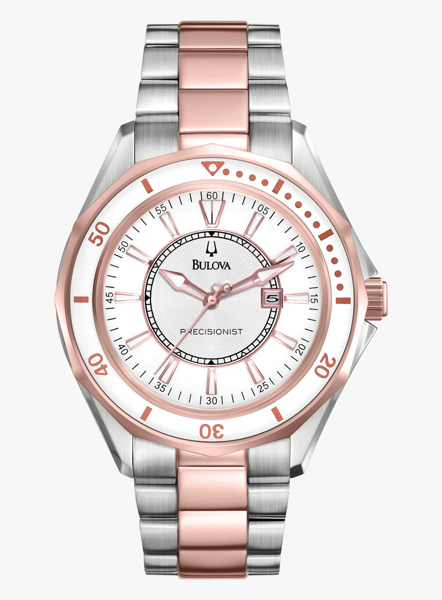 Bulova Precisionist Ladies Watch - Silver Rose Gold Watch, HD Png Download