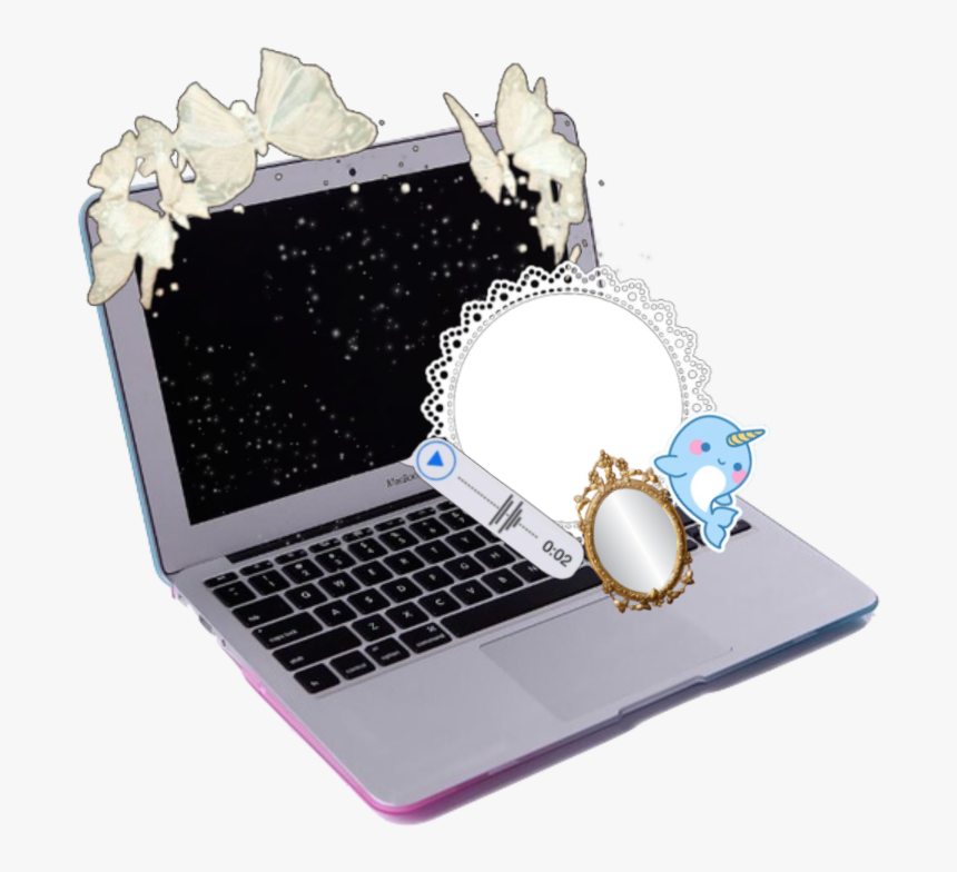 #laptop #kawaii #narwhal #whale #lace #computer #butterfly - Input Device, HD Png Download