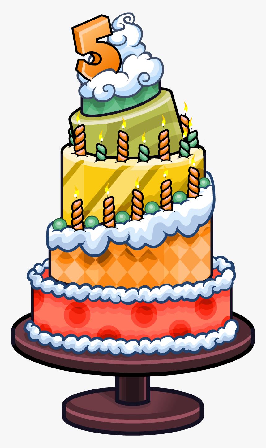 5th Anniversary Party Cake - Birthday Club Penguin, HD Png Download