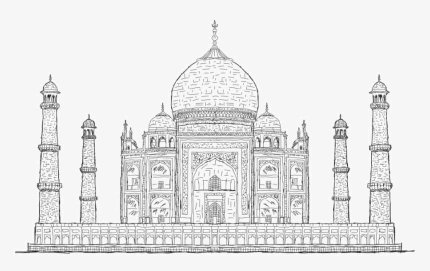 Black And White Drawing Of Taj Mahal Png Image - India Taj Mahal Png Black And White, Transparent Png