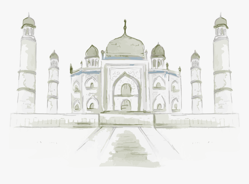 Architecture World Monuments Taj Png Black And White - Taj Mahal, Transparent Png