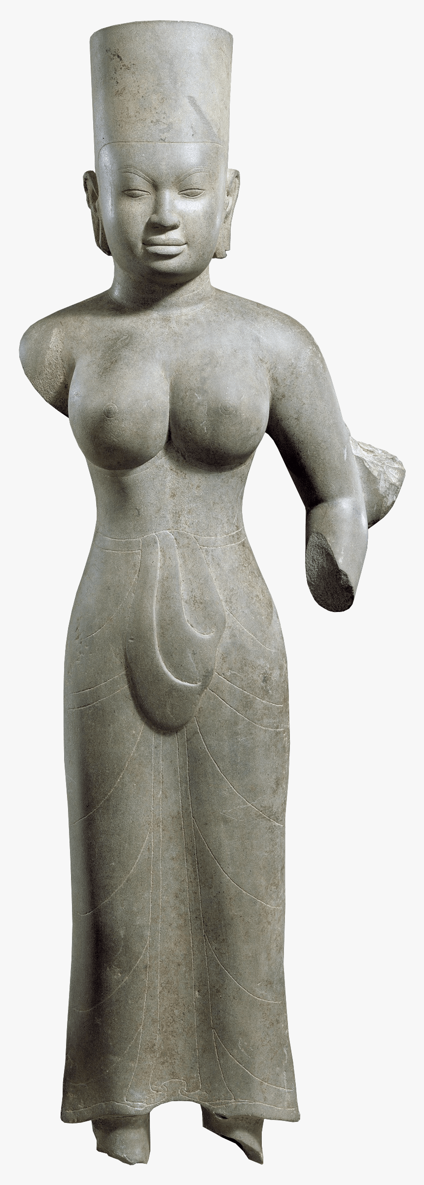 Standing Female Deity, Probably Durga, 700 Ce Khmer - Figurine, HD Png Download