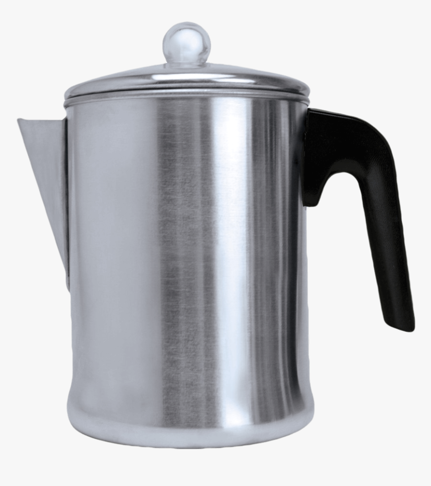Aluminum Percolator 9 Cup Side View - Stovetop Coffee Pot, HD Png Download
