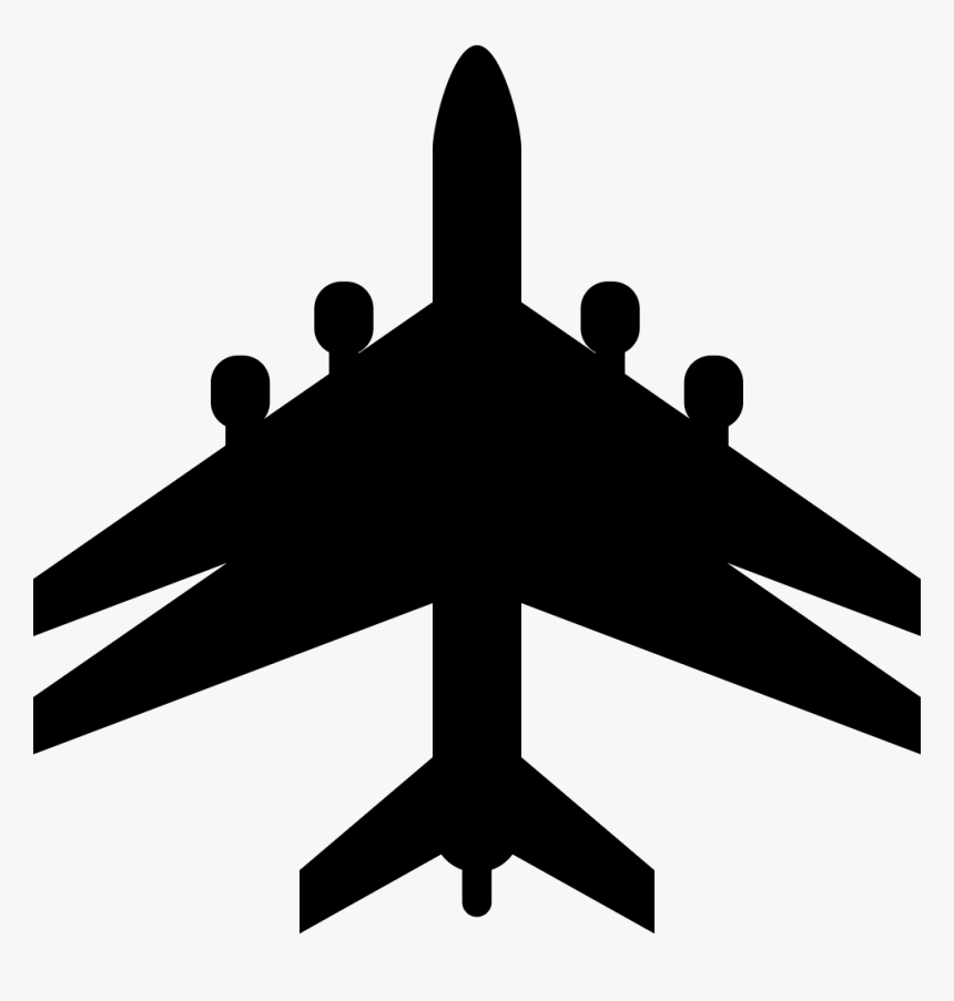 Airplane Black Shape With Double Wings - Icon, HD Png Download