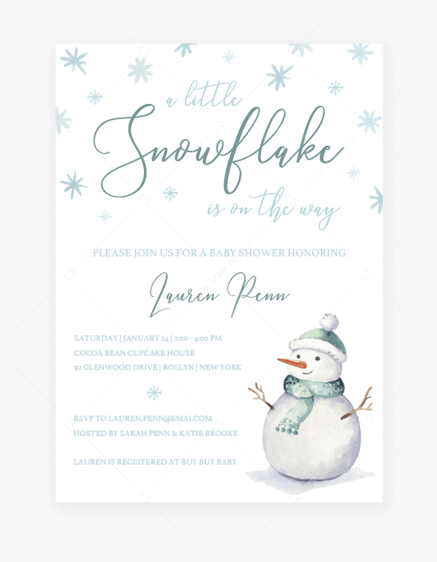 Transparent Christmas Card Template Png - Winter Baby Shower Invitation Templates, Png Download