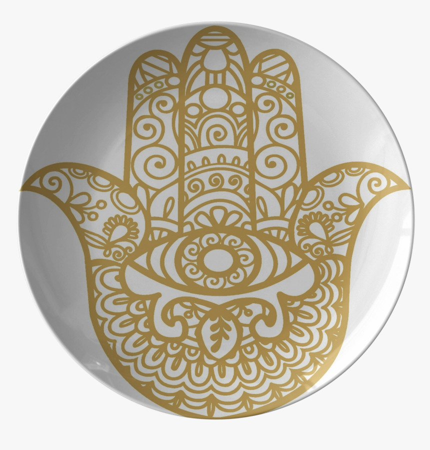 Gold Hamsa Plates Good Luck Dinnerware - Fatima Hand, HD Png Download