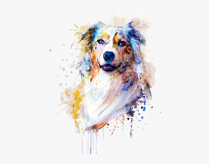 Australian Shepherd Watercolor, HD Png Download