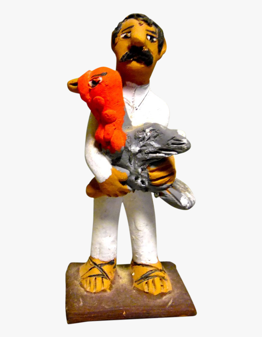 Vintage Mexican Folk Art Pottery Man Holding A Turkey - Goose, HD Png Download