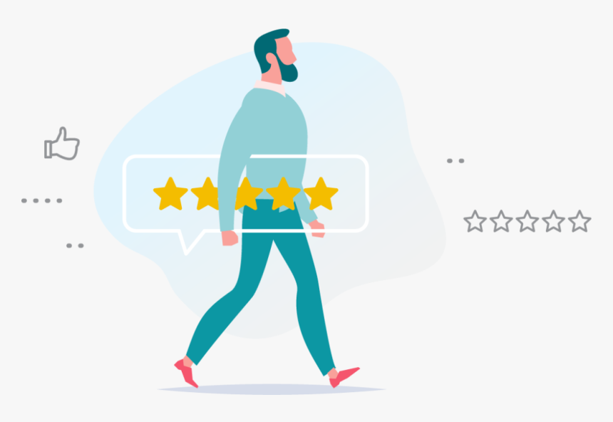 Character Holding A Five Star Rating To Introduce Online - Illustration, HD Png Download