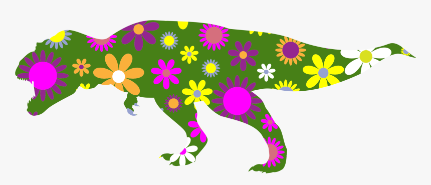 Retro Floral Tyrannosaurus Rex Clip Arts - Tyrannosaurus, HD Png Download