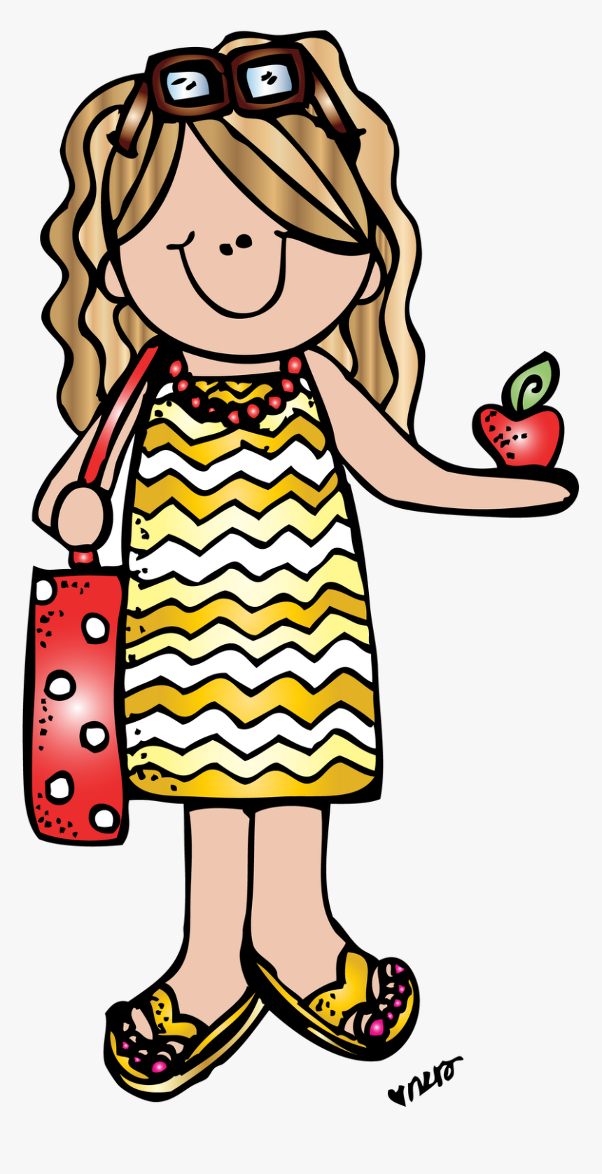 Girls Clips, School Clipart, School Days, Back To School, - Curly Hair Teacher Clipart, HD Png Download