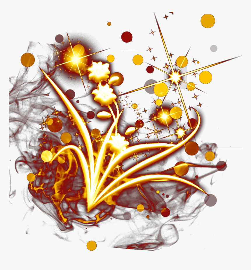 Gold Flowers Starlight Light Spots Png And Psd - Flower Stars Transparent Png, Png Download