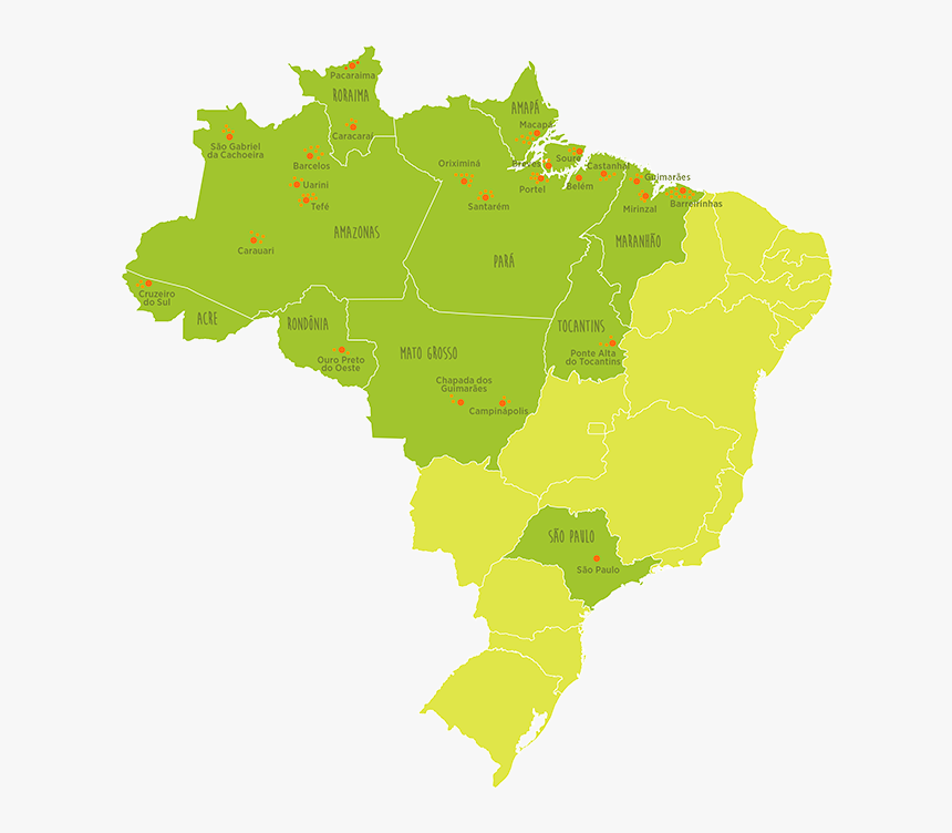 Mapa Do Brasil Com As Bibliotecas Da Vaga Lume Destacadas, - Brazil Solid Map, HD Png Download