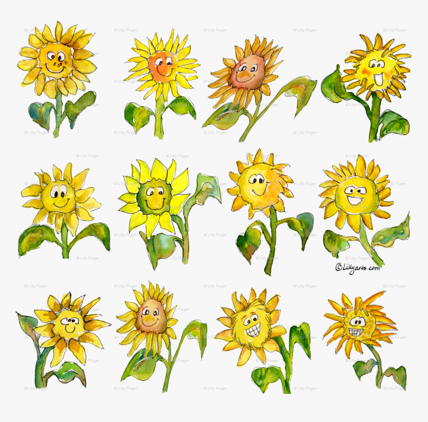 Clip Art Cartoon Flower Wallpaper - Cartoon Sunflower, HD Png Download