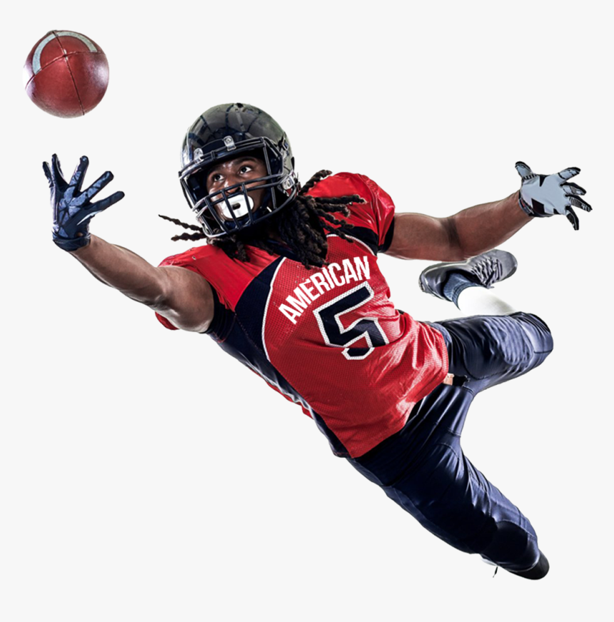 American Football Png Image - Football Player Catching The Football, Transparent Png