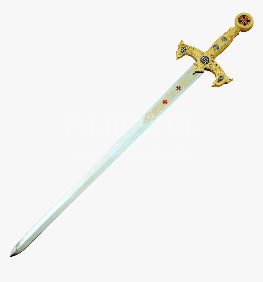Silver And Gold Crusader Sword , Png Download - Sword Gold, Transparent Png