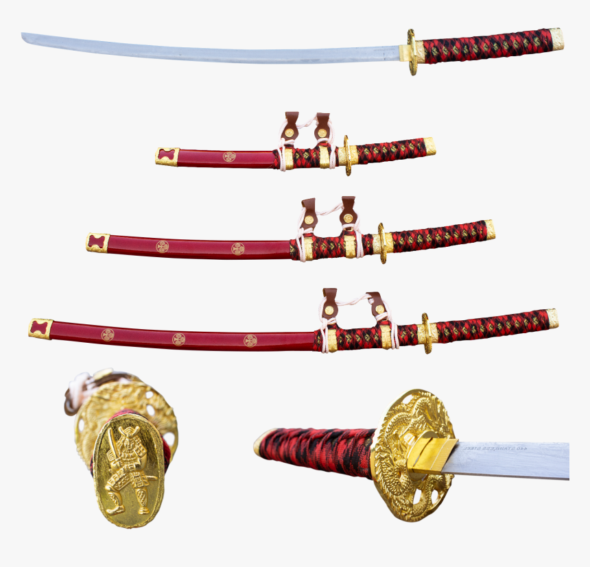 Transparent Katana Png - Katana Sword Red And Gold, Png Download