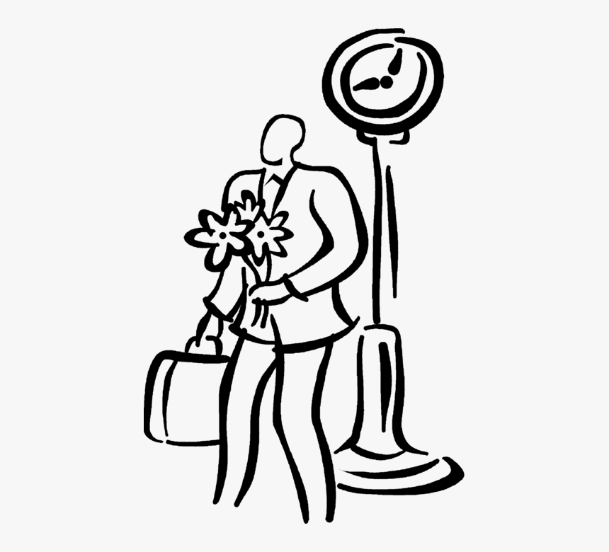 Vector Illustration Of Businessman With Bouquet Of, HD Png Download