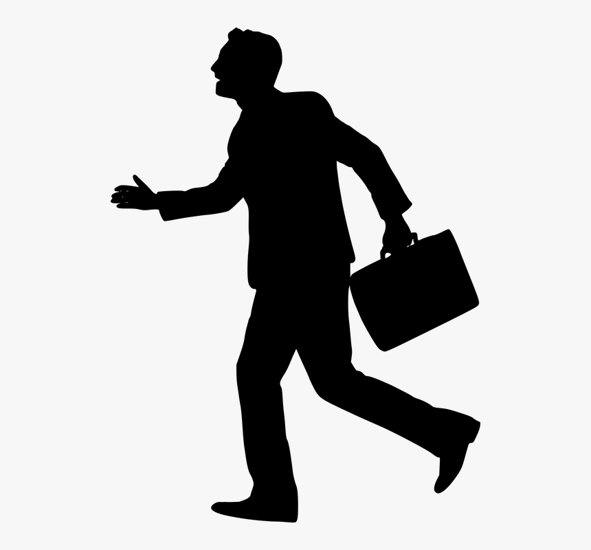 Silhouette, Businessman, Hurry Up, Running, Side - Silhouette Business Man Png, Transparent Png