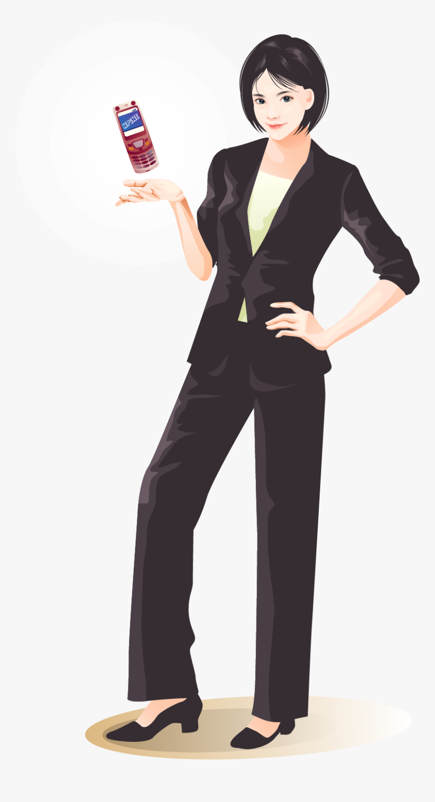 Vector Hand-painted Business Woman Png Download - Tuxedo, Transparent Png