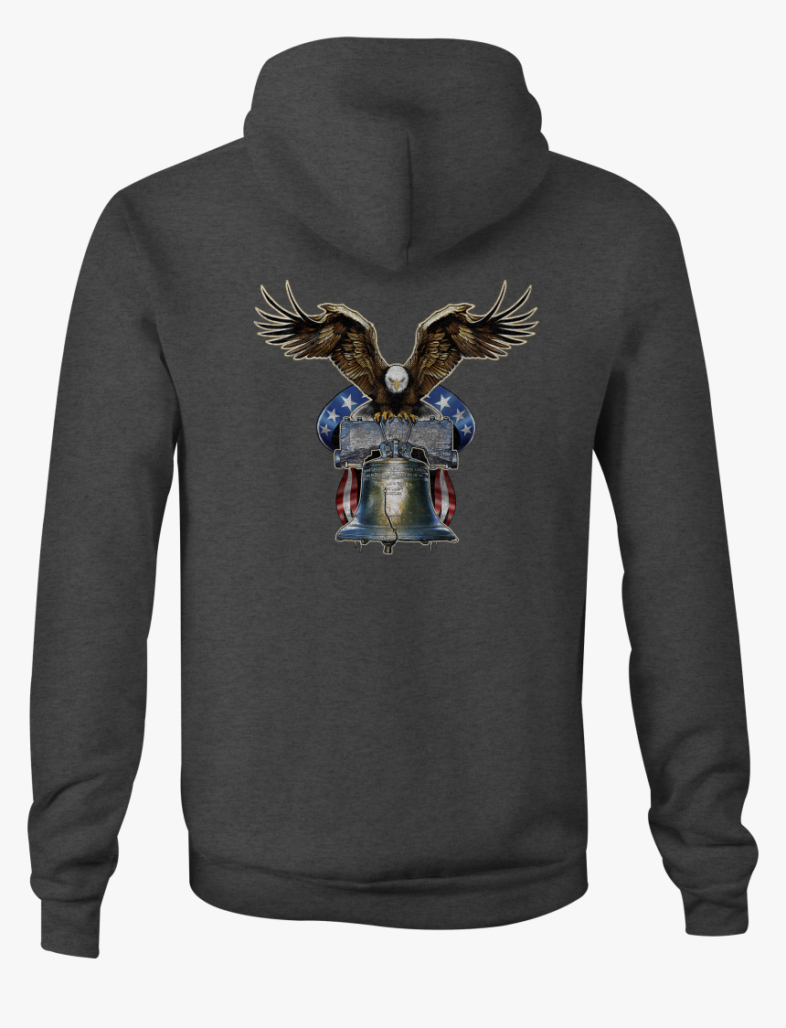 American Zip Up Hoodie Eagle Liberty Bell Hooded Sweatshirt - Chemise A Fleur Noir Manch Long Sorti Pour Garçon 2019, HD Png Download