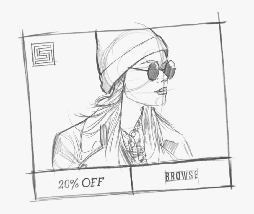 Sketches Of An Ad And Budget Ui Within An Online Advertising - Line Art, HD Png Download