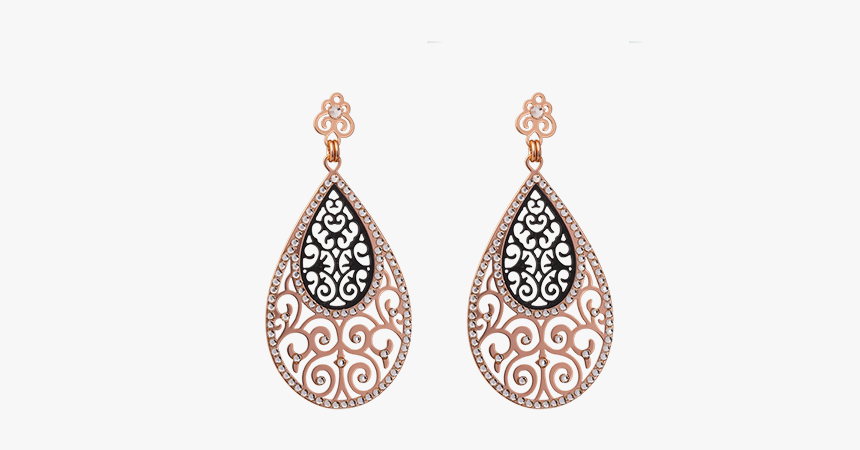 Shiyaya Earring Stud Teardrop Black Rose Gold, Gold - Gold, HD Png Download
