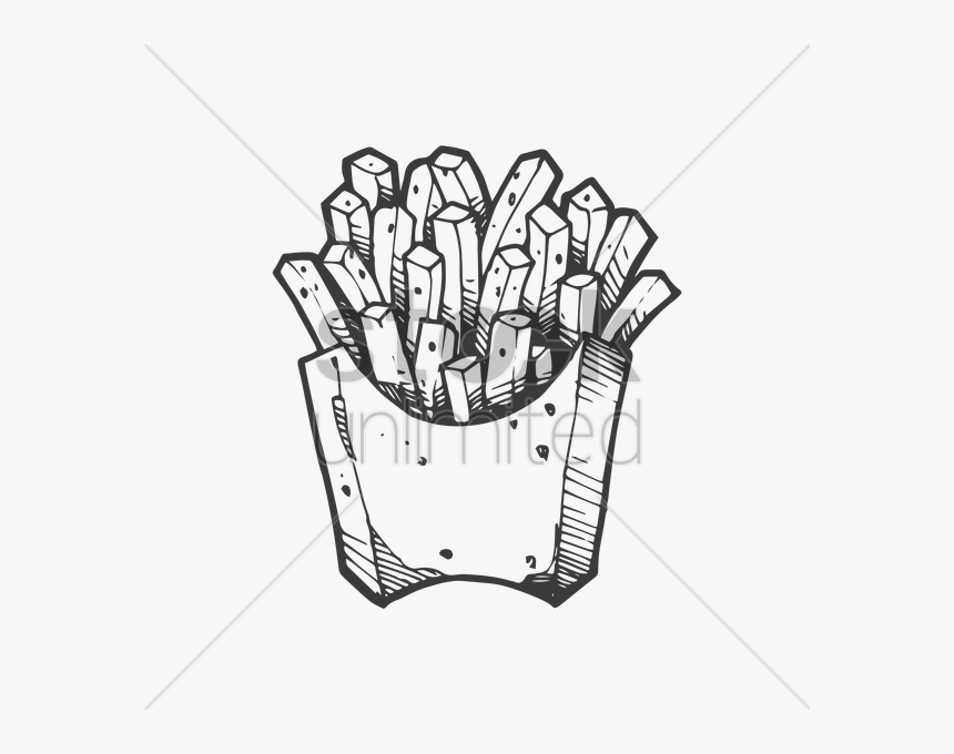Fries Drawinhg Clipart French Fries Drawing Clip Art - French Fries Sketch Transparent, HD Png Download