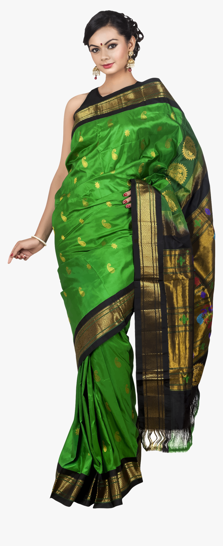 Vector Women Saree - Transparent Paithani Saree Png, Png Download
