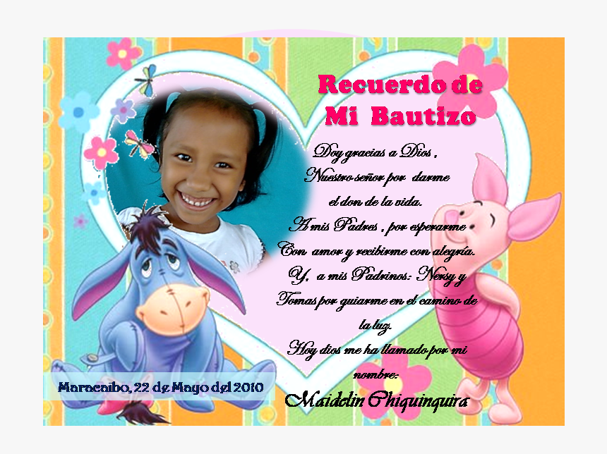 Tarjeta Recuerdo Bautizo, HD Png Download