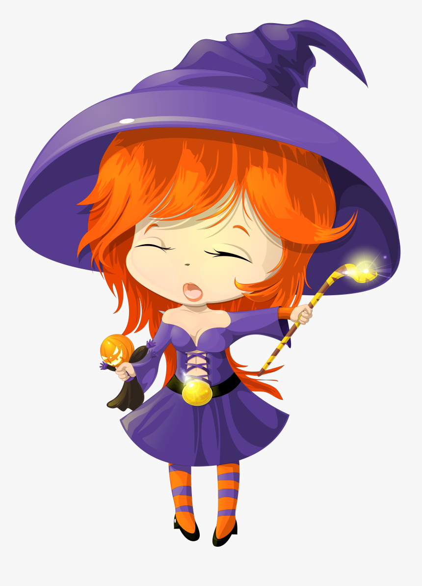 Cute Halloween Witch Png - Witch Png Cute, Transparent Png