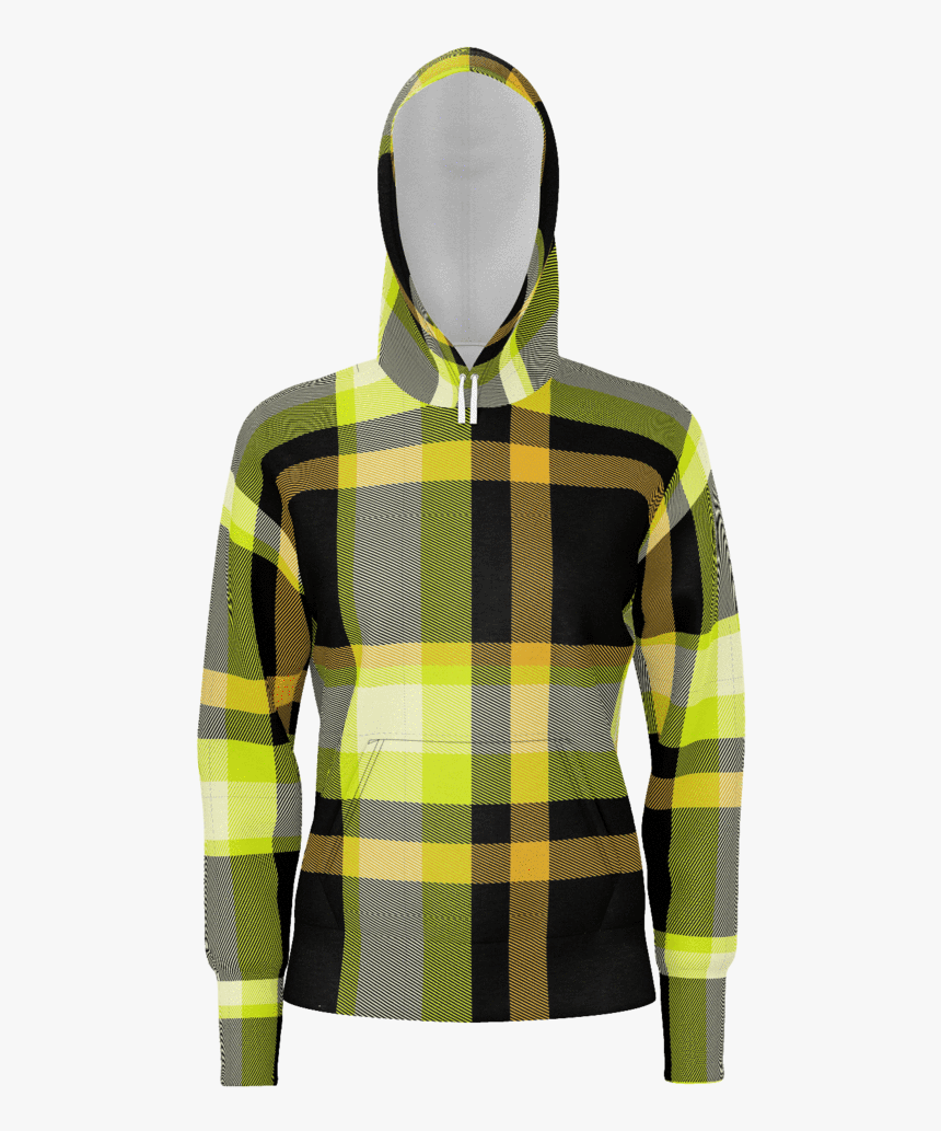 Yellow & Black Checkered Pattern Hoodie - Hoodie, HD Png Download