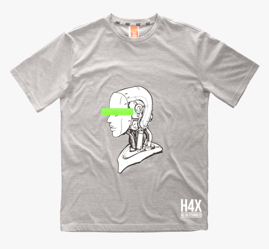 H4x Robot Head Tee Front Grey Tshirts - Illustration, HD Png Download