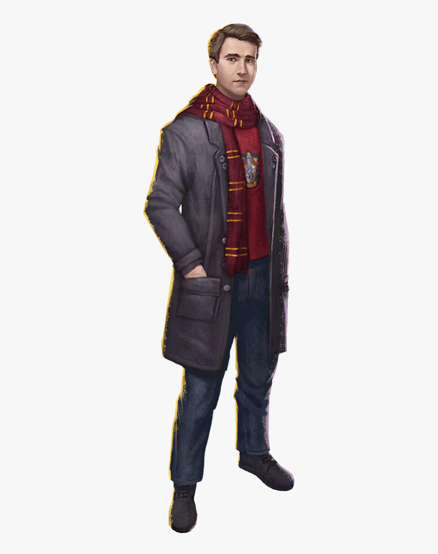 Neville Wearing A Red Shirt And Long Coat With A Gryffindor - Pocket, HD Png Download