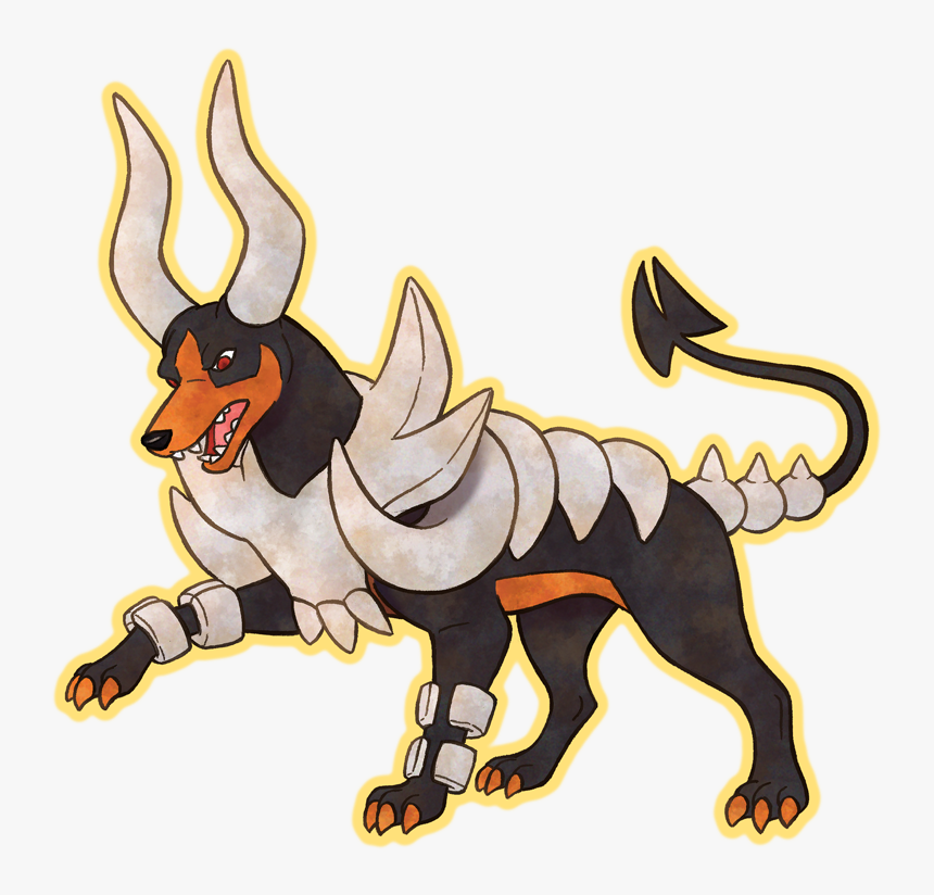 Mega Houndoom From 2017′s Inktober - Cartoon, HD Png Download