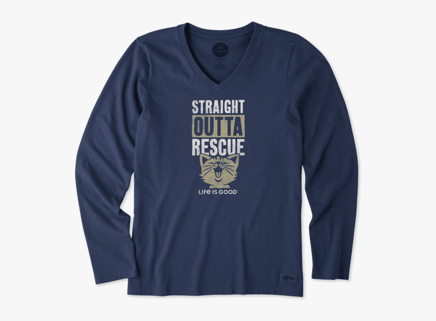 Women S Straight Outta Rescue Cat Long Sleeve Crusher - Life Is Good, HD Png Download