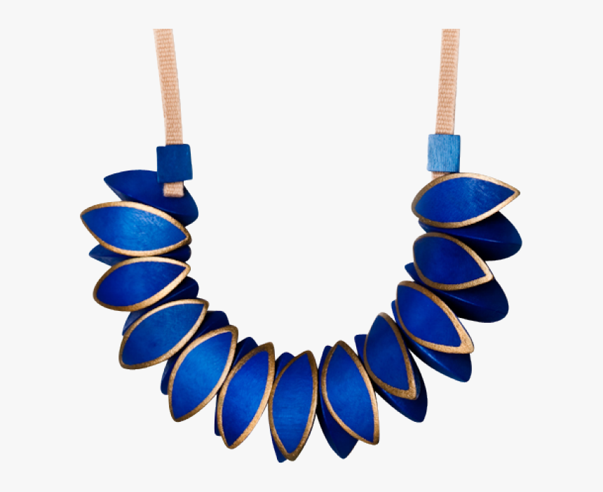 Leaf Wood Necklace With Handpainted Gold Trim - Necklace, HD Png Download