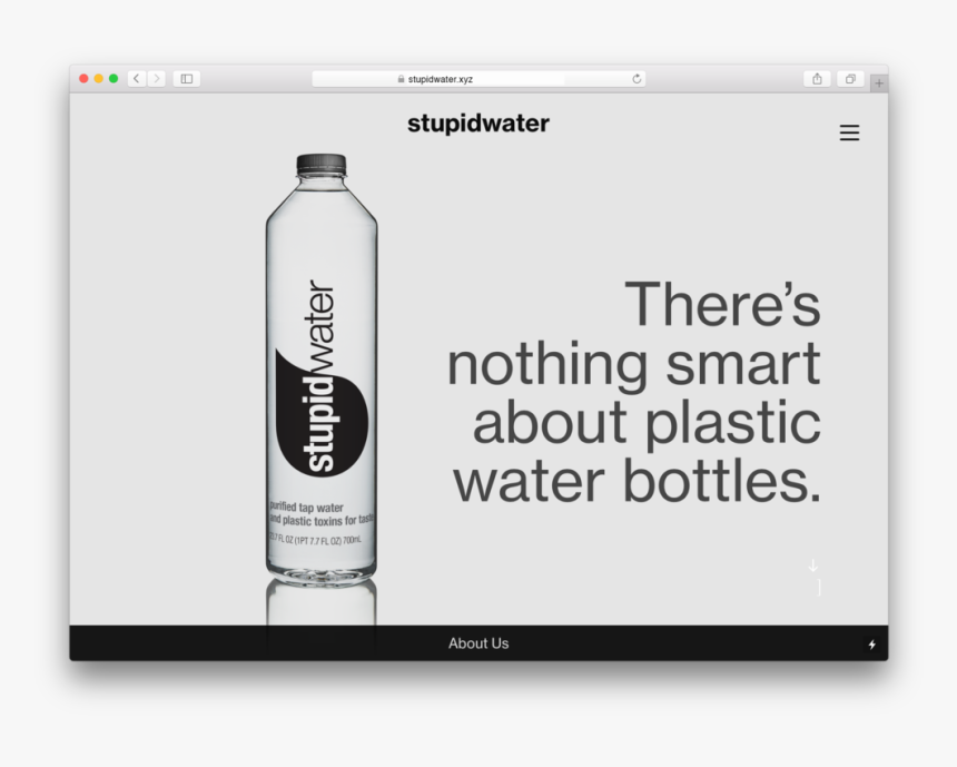 Stupidwater Microsite - Glass Bottle, HD Png Download