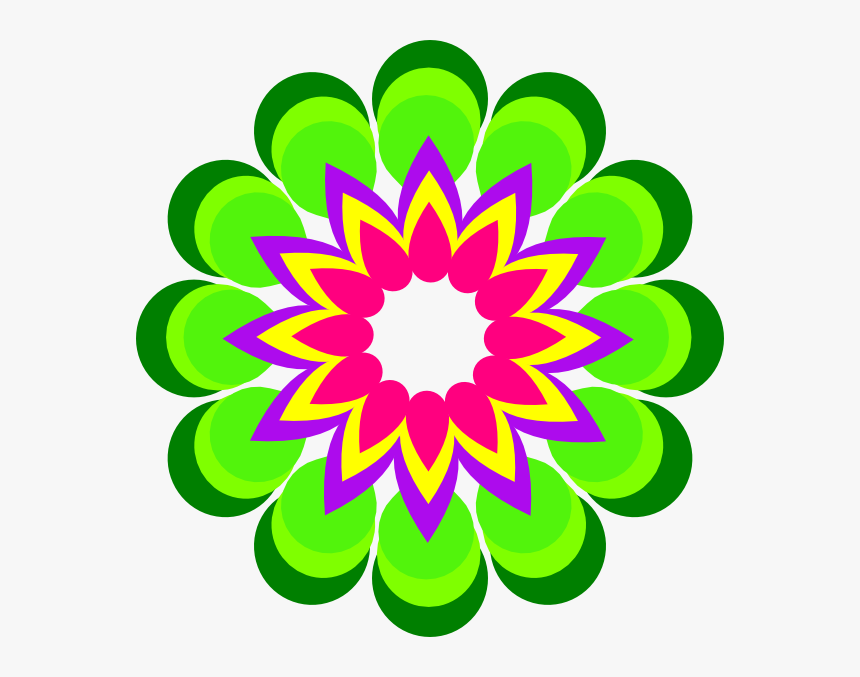 Geometric Flower Clipart Clip Art Black And White Library - Multi Color Flower Clipart, HD Png Download