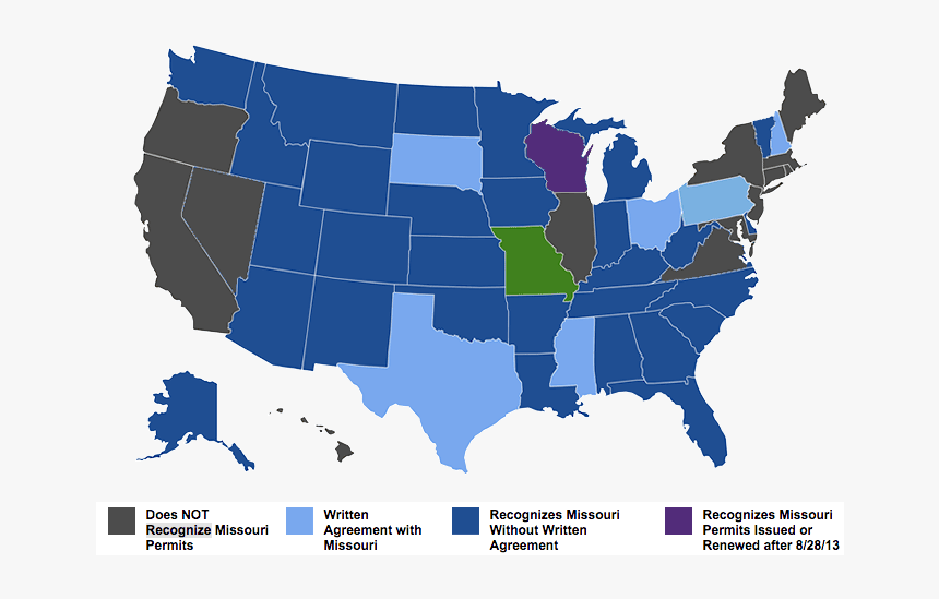 Map Showing Concealed Carry Reciprocity With Missouri 2019 Election