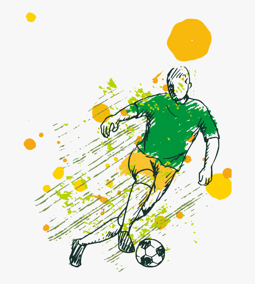 Soccer Game Background With Player Free Vector - Transparent Vector Soccer Player, HD Png Download