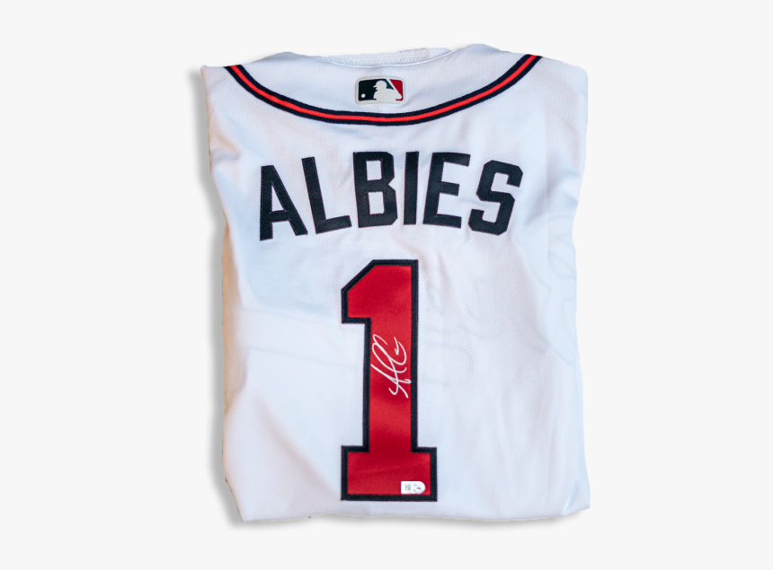 Ozzie Albies Autographed Authentic White Home Jersey - Atlanta Braves, HD Png Download
