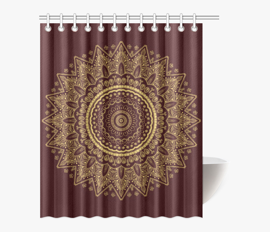 Mandala In Gold And Royal Red Shower Curtain - Curtain, HD Png Download
