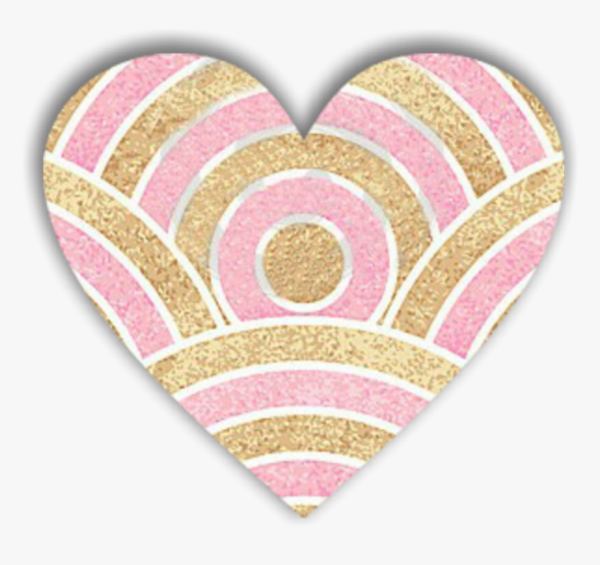 Glitter Heart Love Decoration Scrapbooking Overlay - Stripes Pink With Gold Background, HD Png Download