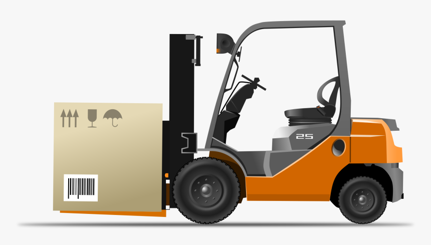 Orange Forklift Loader With Box - Delivery Equipment, HD Png Download