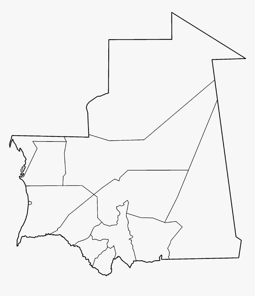 Mauritania Regions Blank - Mauritania Black And White Map, HD Png Download
