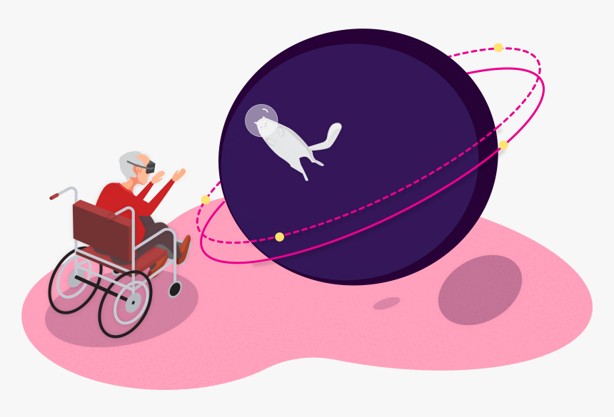 Cat And Senior - Illustration, HD Png Download