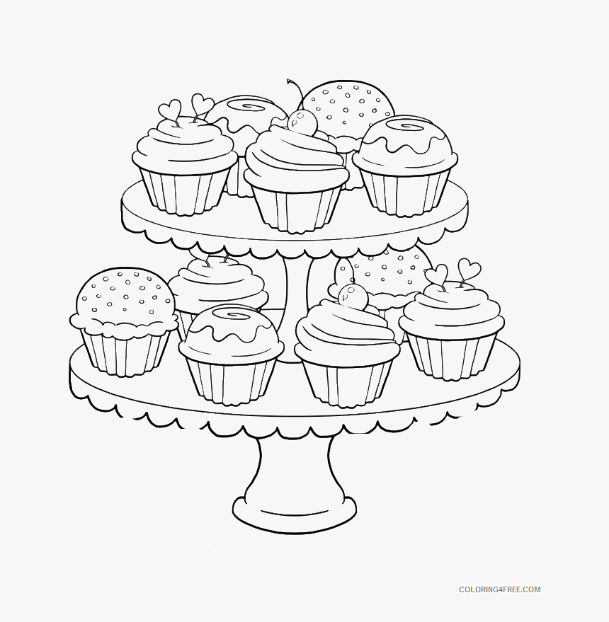 Adults Coloring Pictures Cupcake, HD Png Download