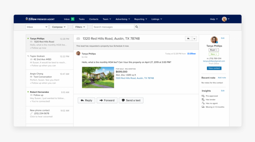 Text Messaging From The Zillow Premier Agent Inbox - Operating System, HD Png Download