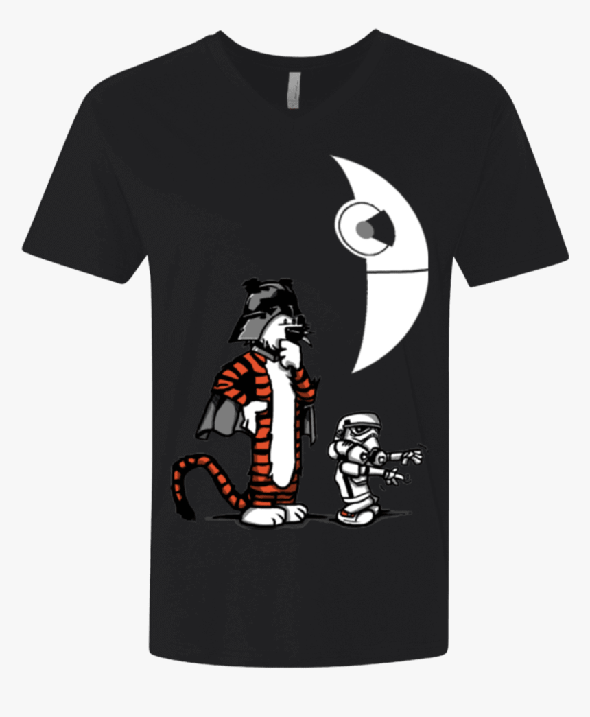 Darth Hobbes & Calvin Trooper Men S Premium V-neck - T-shirt, HD Png Download